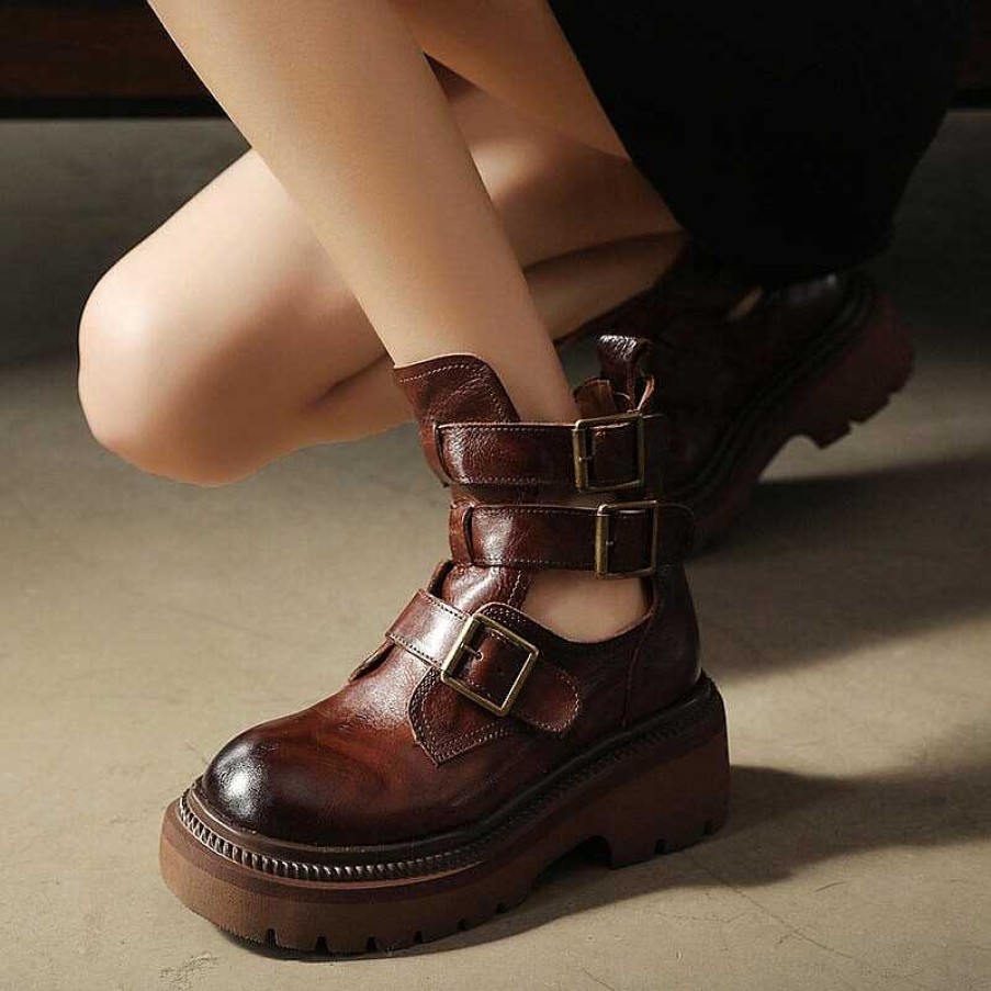 Dwarves Chunky Platform Summer Boots With Triple-Strap In / /