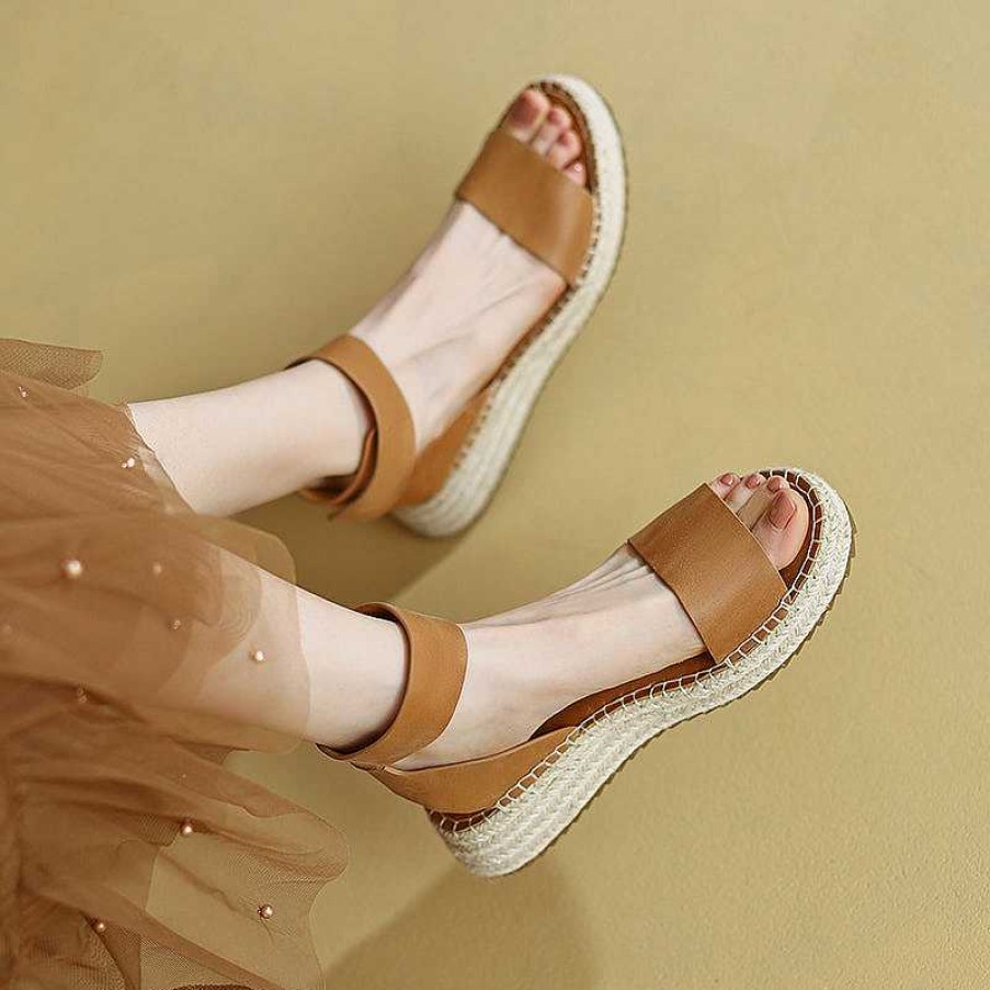 Dwarves Slingback Espadrille-Wedge Leather Sandals In / /