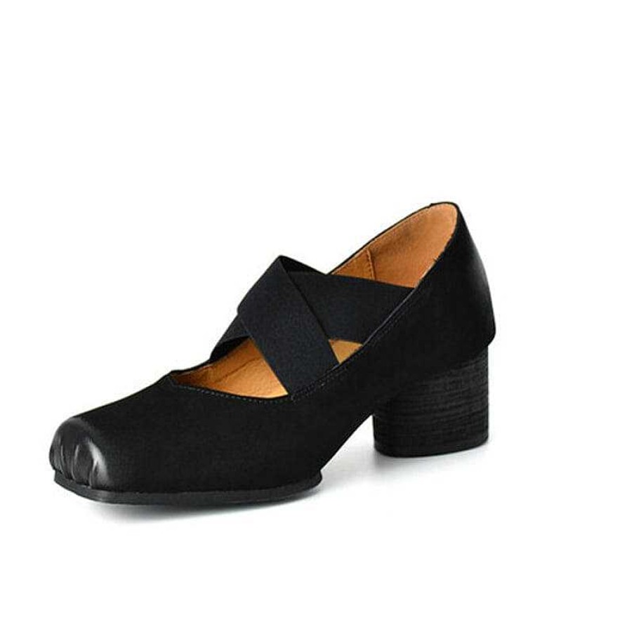 Dwarves Handmade Leather Cross-Strap Square Toe Pumps In / /