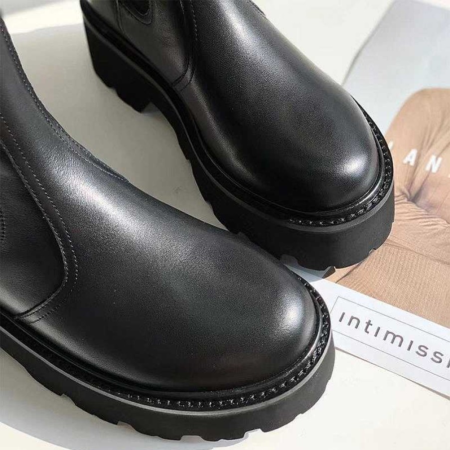 Dwarves 50Mm Leather Platform Chelsea Boots With Buckle Detail In