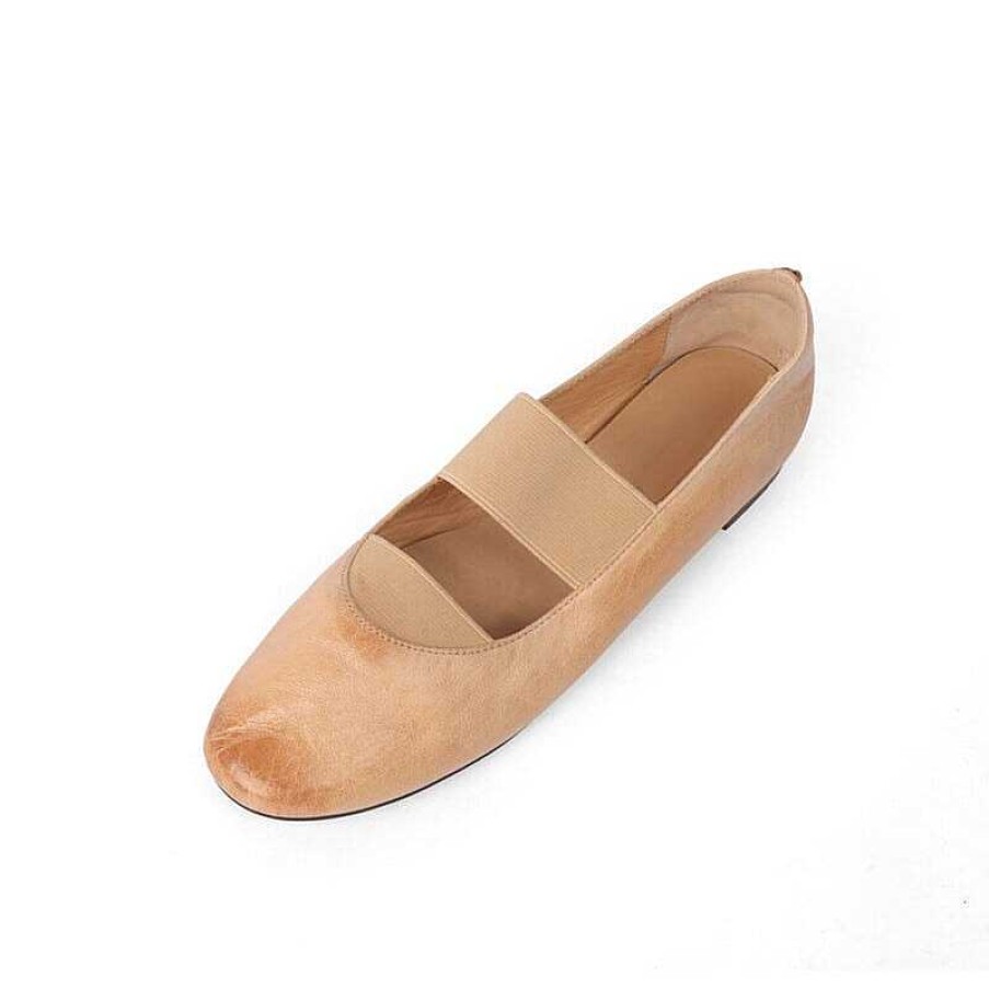 Dwarves Handmade Leather Mary Jane Shoes Elastic Band Ballet Flats In / / /