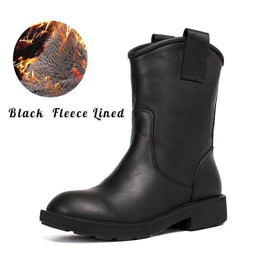 Dwarves Western Cowboy Boots Handmade Top Cowhide Winter Boots Fleece Lined Or Leather For Choice / /