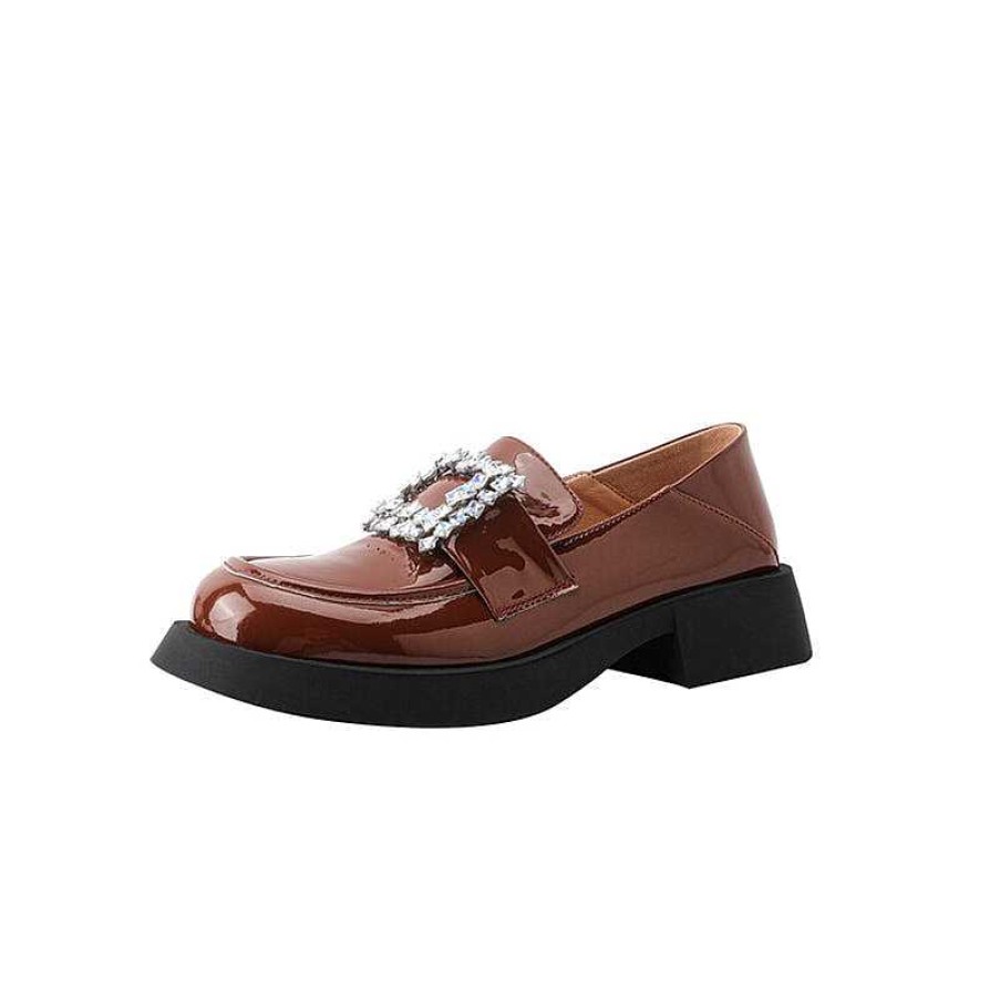 Dwarves Patent Leather Loafers For Women With Dazzling Diamond In /