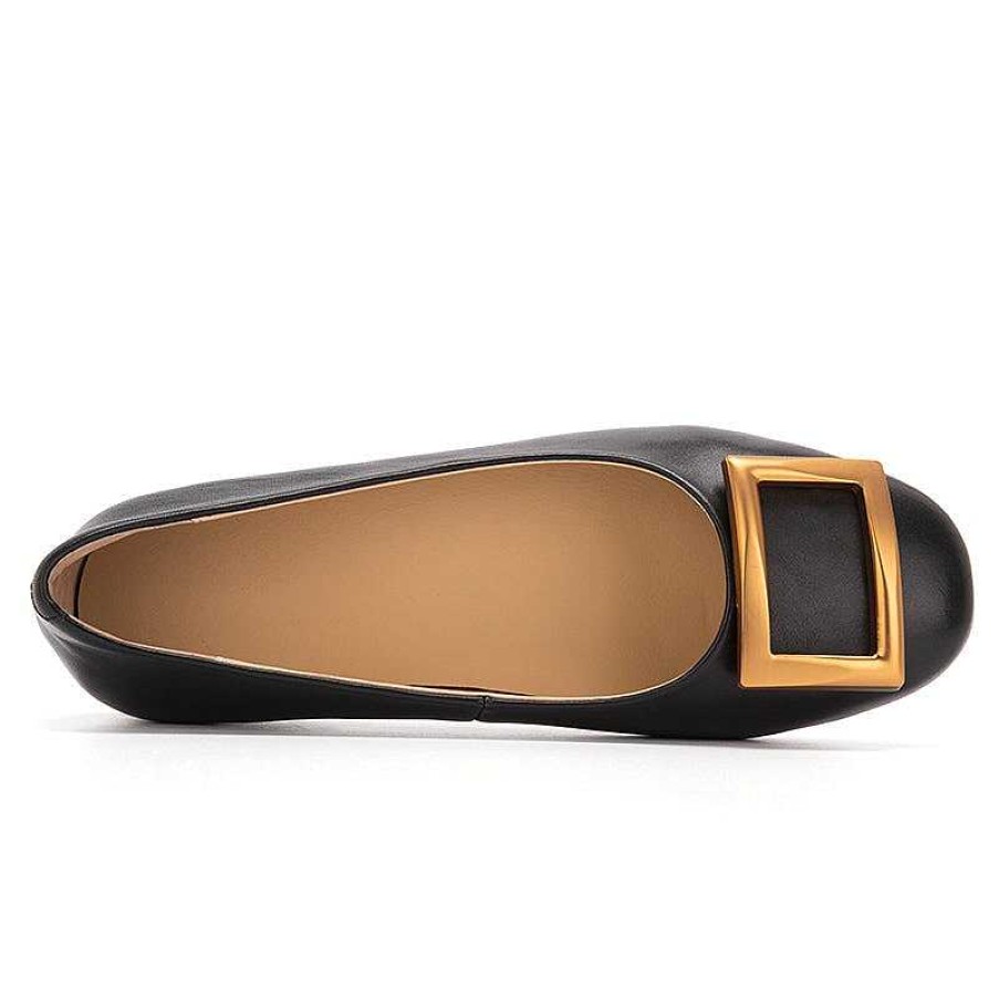 Dwarves Square Buckle Detailed Leather Loafers For Women