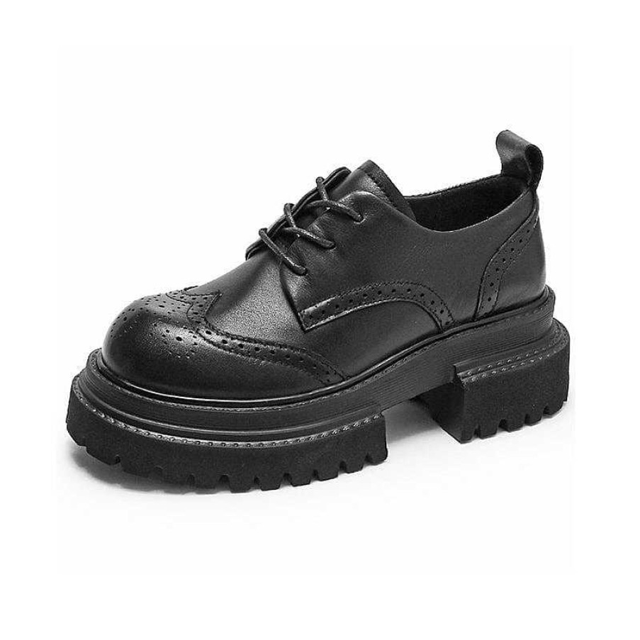 Dwarves 60Mm Platform Leather Brogue Oxfords Chunky Wingtip Lace Up Shoes For Women In /