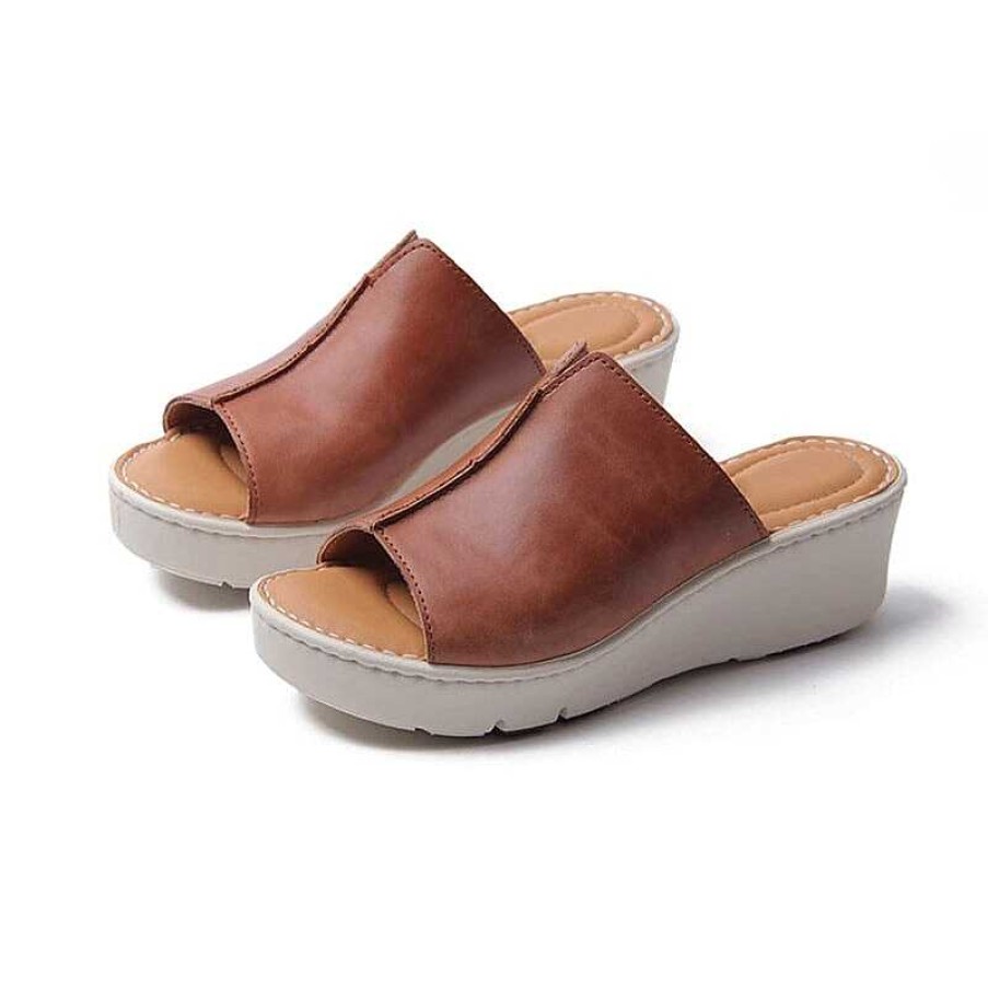 Dwarves Summer Wedge Sandals Handmade X Strap Leather Slippers In / /