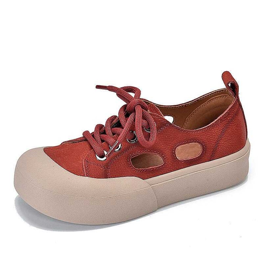 Dwarves Leather Low-Top Sneakers For Women Lace Up And Cut Out In / /