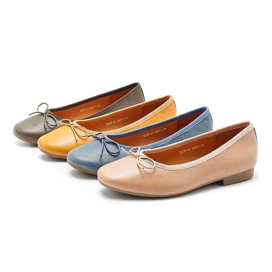 Dwarves Bow-Detail Round Toe Sheepskin Ballerina Shoes 12 Colors