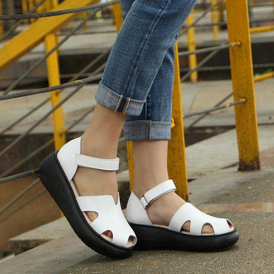 Dwarves Summer Wedge Sandals Platform Cut Out Open Peep Toe Sandals /