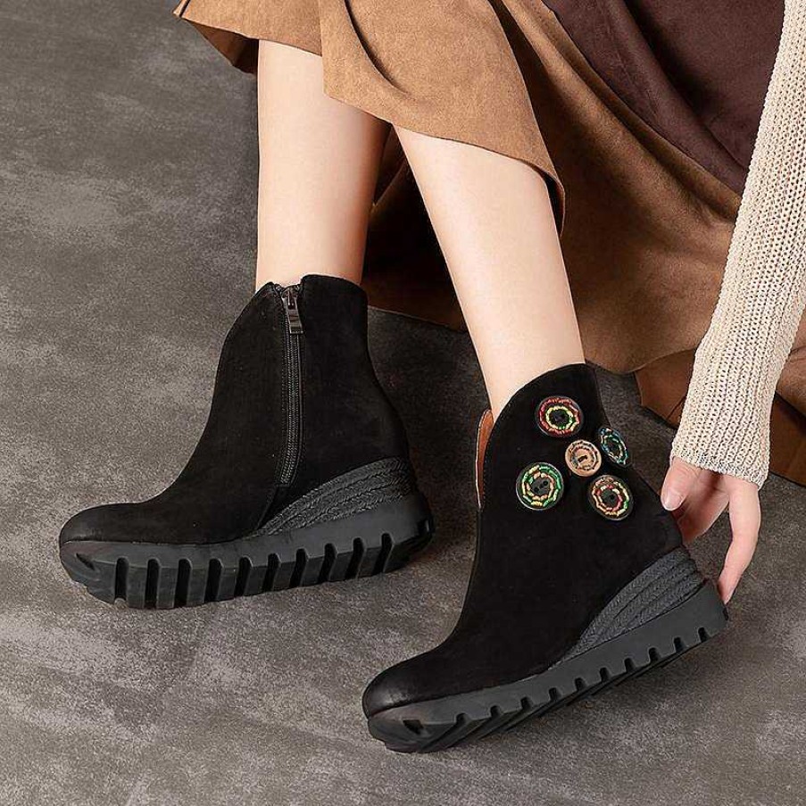 Dwarves Retro Nubuck Boots For Womens Leather Platform Boots /