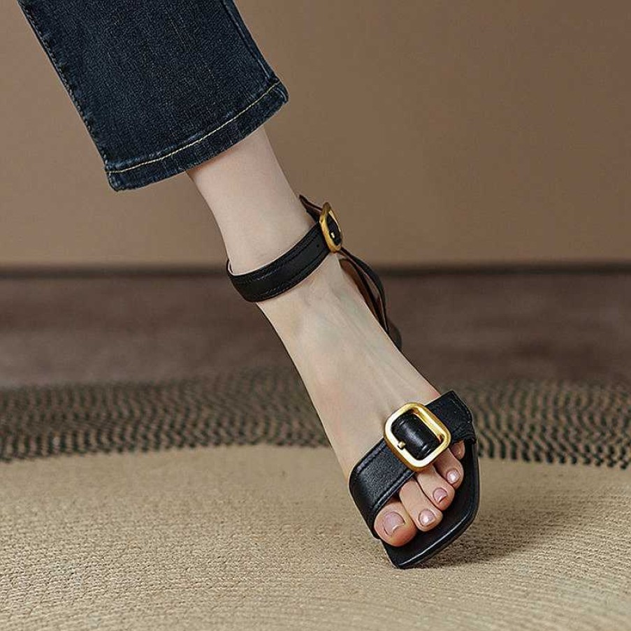 Dwarves Block Heel Leather Sandal Buckle Sandals In / /