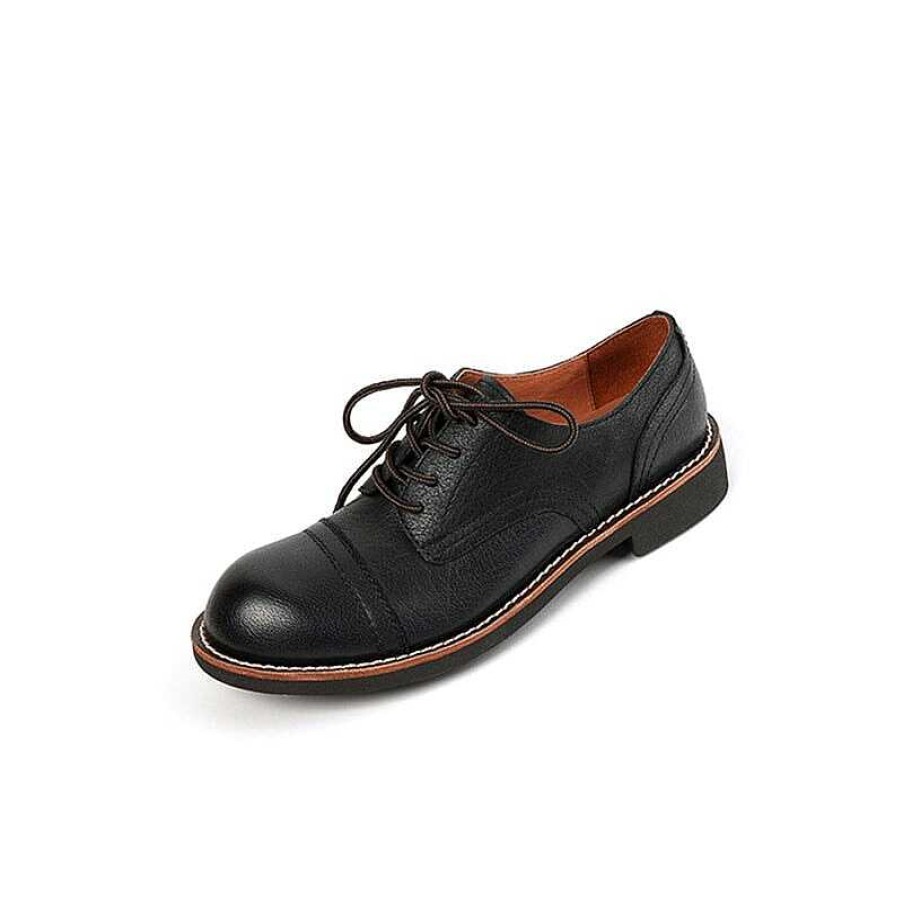 Dwarves Retro Round Toe Oxfords Lace Up Leather Derby Shoes For Women In /