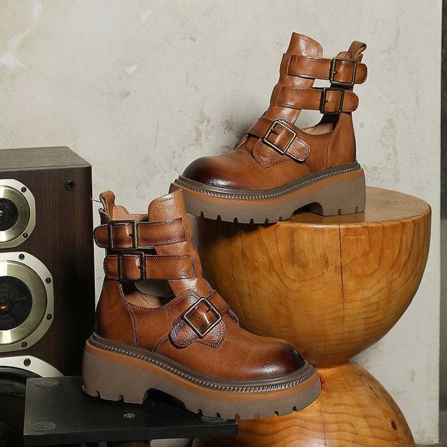 Dwarves Chunky Platform Summer Boots With Triple-Strap In / /