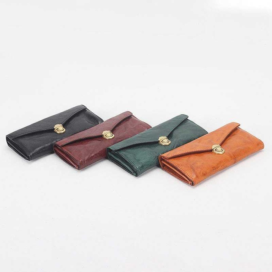 Dwarves Horizontal Simple Multicolor Vegetable Tanned Leather Wallet (Large Capacity Can Hold Mobile Phones)