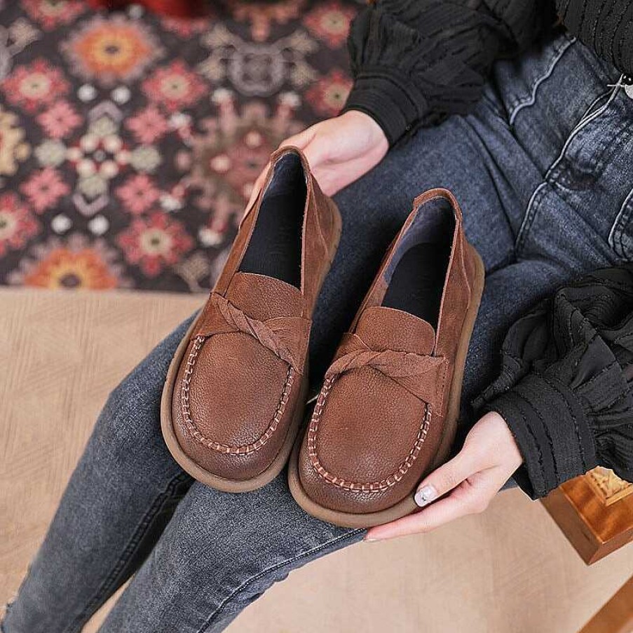 Dwarves Round Toe Soft Leather Loafers For Women In /