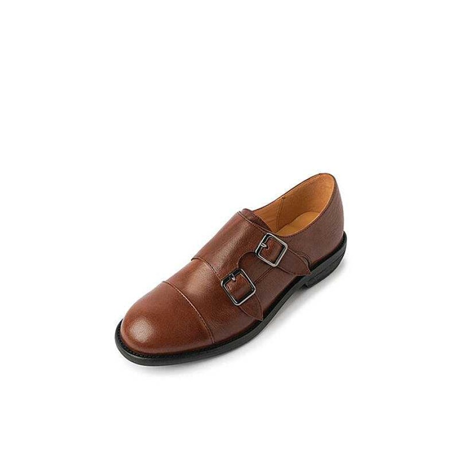 Dwarves Handmade Leather Double Monk Strap Shoes For Women In /