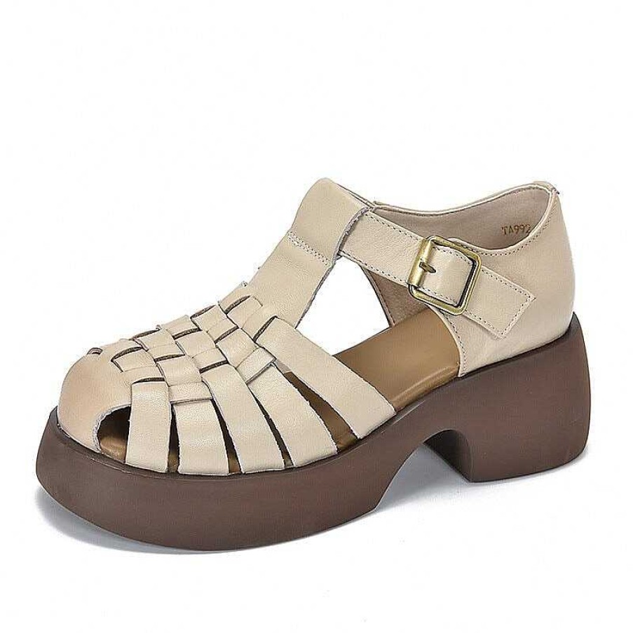 Dwarves Woven Leather Sandal Gladiator Sandals Ankle Strap Block Heel In / /