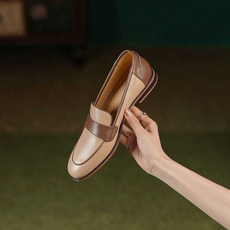 Dwarves Soft Leather Loafers For Women Color Blocking In /