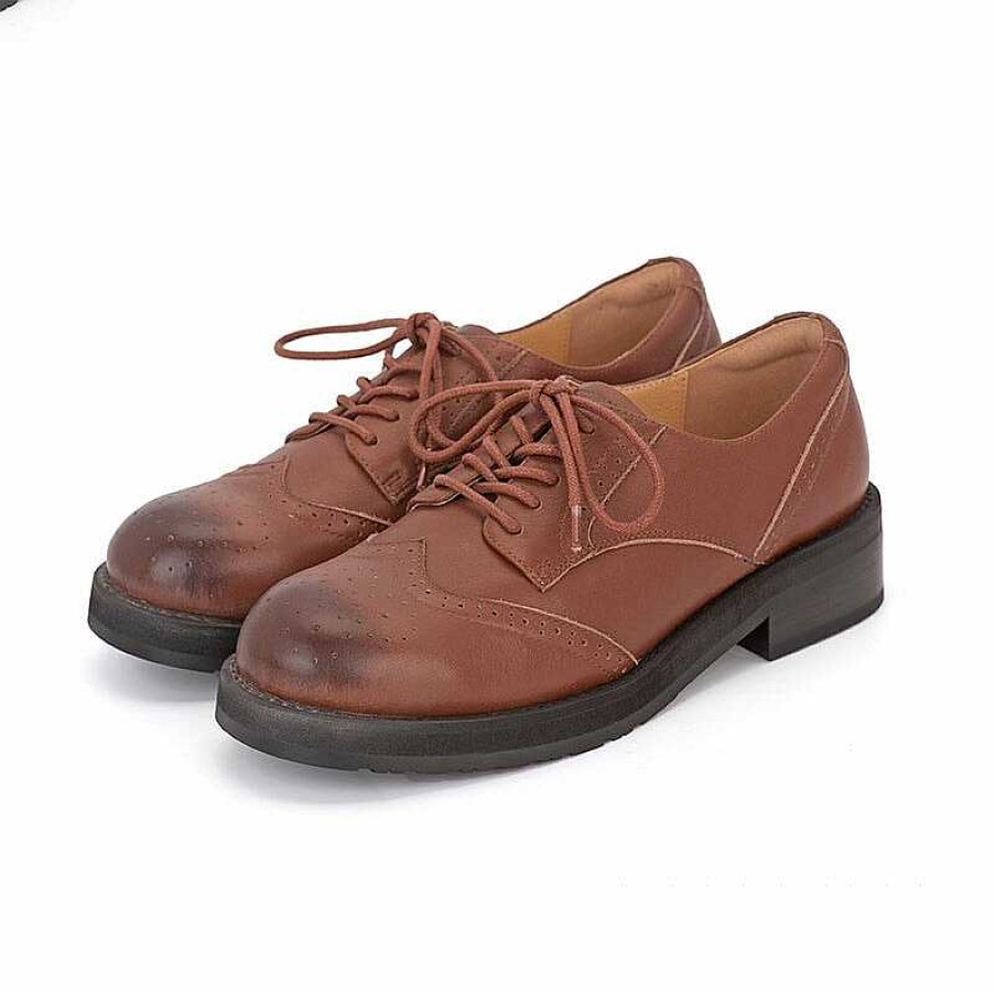 Dwarves Women Lace Up Oxfords Shoes Handmade Leather W Toe Cap Brogues In /