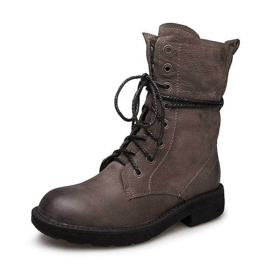 Dwarves Handmade Full Grain Leather Combat Boots Designer Retro Chunky Riding Boots / / /