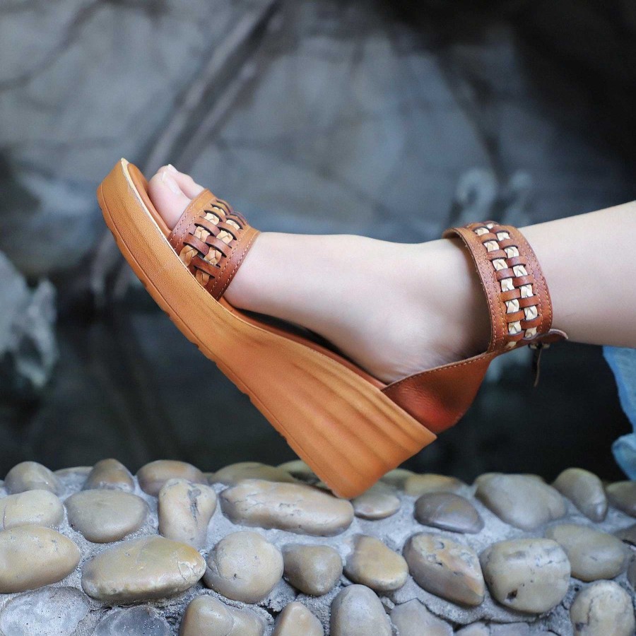 Dwarves Handmade Genuine Leather Platform Sandals Rivets /