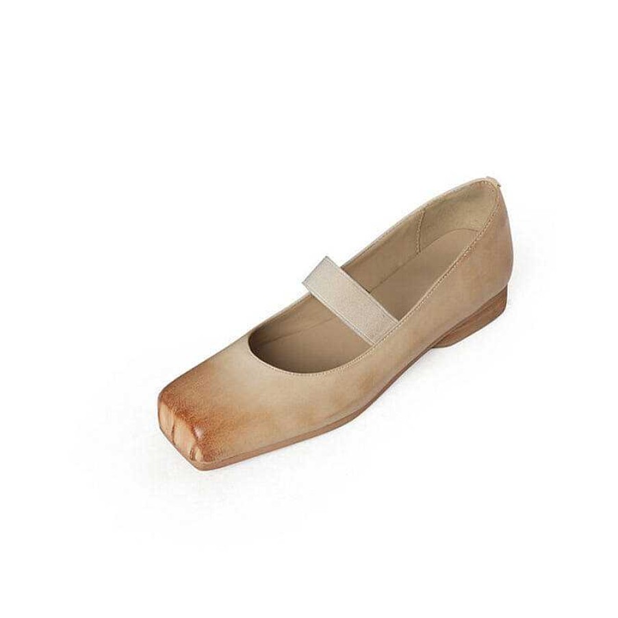 Dwarves Leather Ballet Mary Jane Flats With Square Toe In /