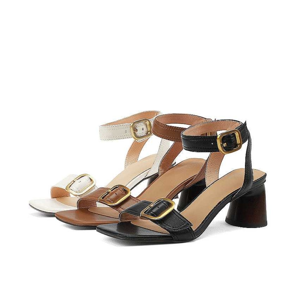 Dwarves Block Heel Leather Sandal Buckle Sandals In / /