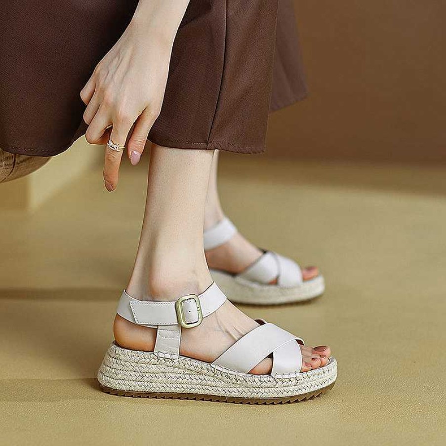 Dwarves Slingback Espadrille-Wedge Leather Sandals In / /