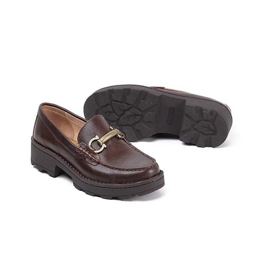 Dwarves Horsebit-Detailed Handmade Leather Platform Loafers For Women In /Brown/ /