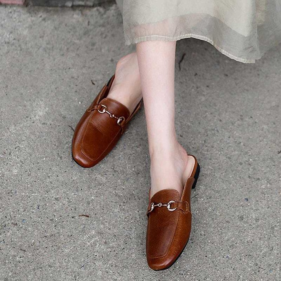 Dwarves Retro Horsebit-Detailed Leather Loafer Mules For Women Backless Loafers In / /