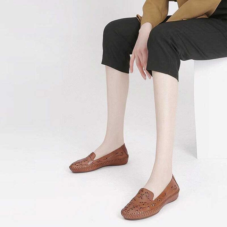 Dwarves Handmade Cut Out Leather Loafers For Women In /