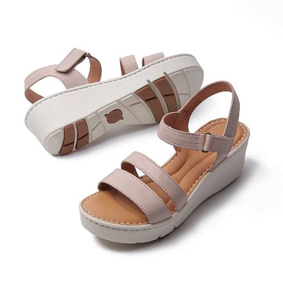 Dwarves Handmade Leather Double-Strap Wedges Sandals In / Womens Platform Slingback