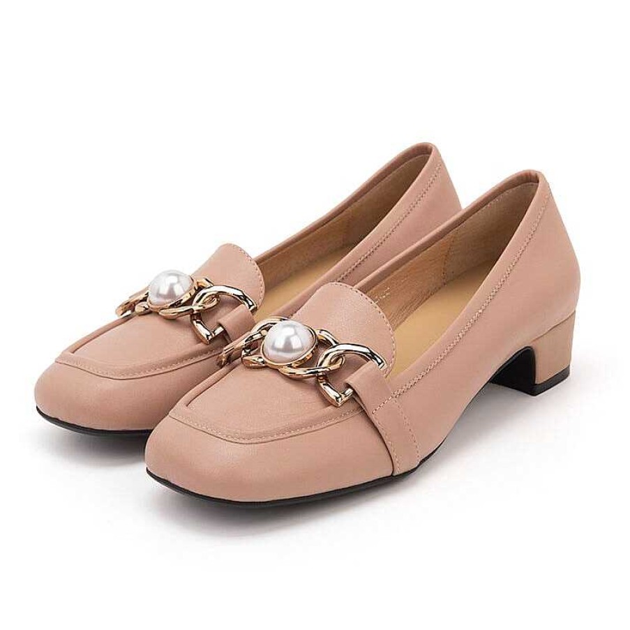 Dwarves Pearl Detailed Leather Loafers For Women /