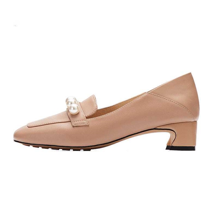 Dwarves Pearls-Detailed Leather Loafers For Women /