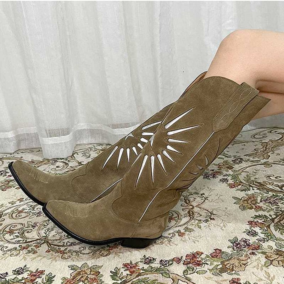 Dwarves Womens Western Embroidered Boots / Cowgirl Boots All Genuine Leather