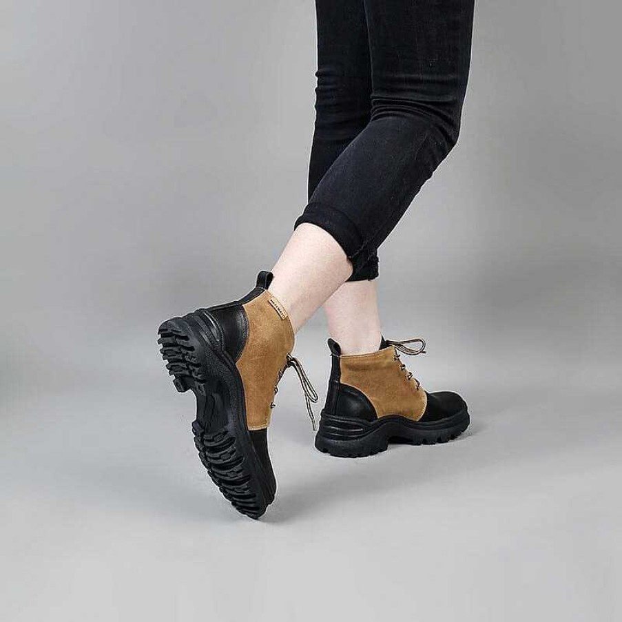 Dwarves Designer Handmade Leather Combat Boots Retro Chunky Short Boots Color Blocking