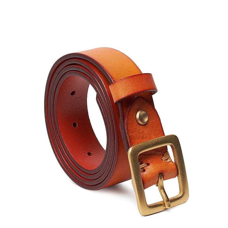 Dwarves Women'S Leather Belt Pure Copper Pin Buckle Multicolor