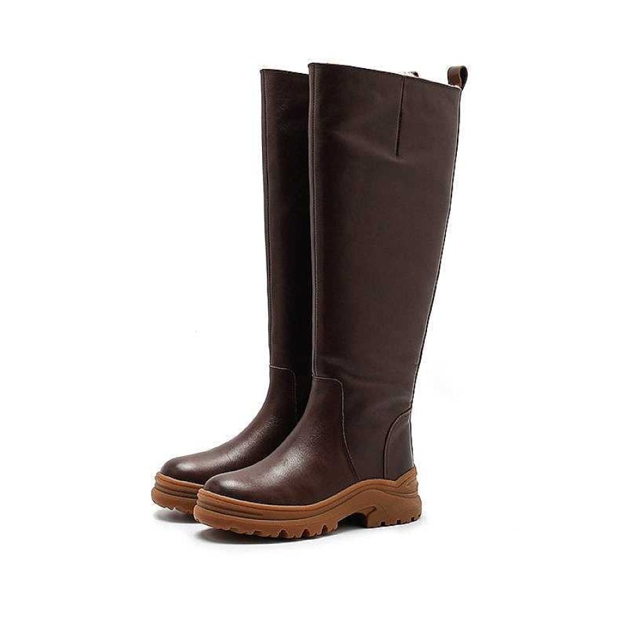 Dwarves Dwarves Leather Knee High Boots Snow Boots Have Fleece Lined For Cold Winter In Black/Brown/Coffee