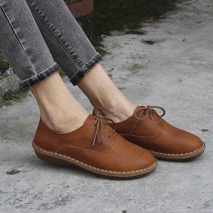 Dwarves Oxfords & Tie Flats Women Handmade Cowhide Leather Loafers