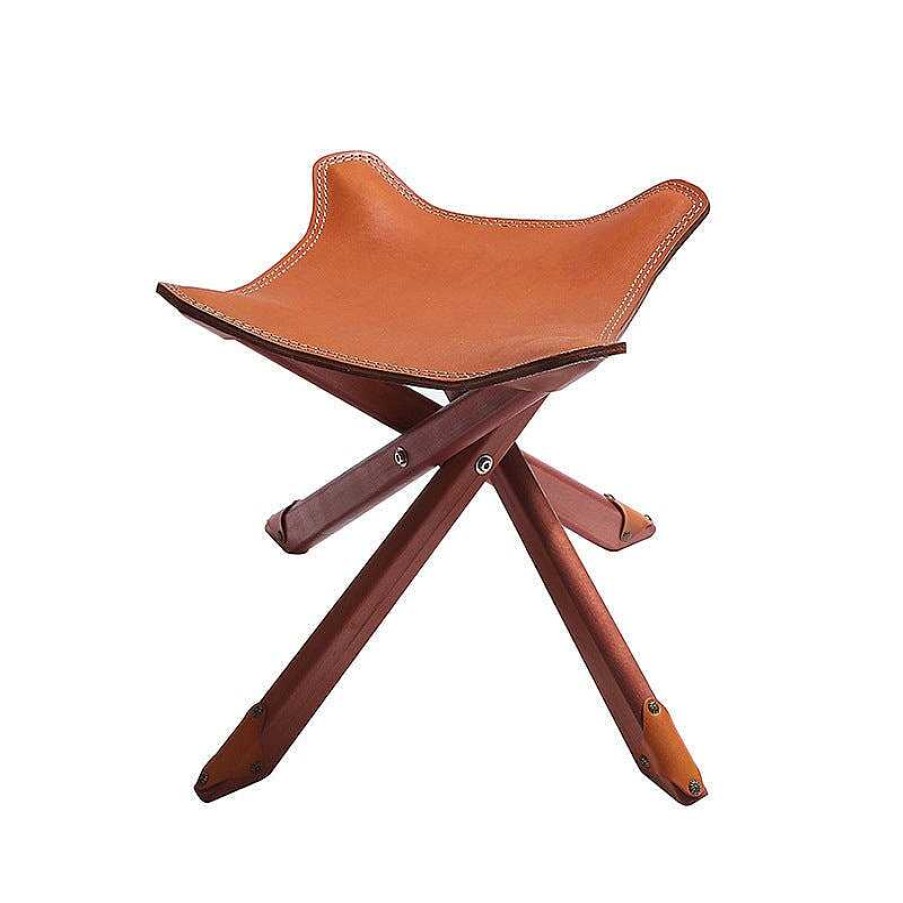 Dwarves Vintage Portable Outdoor Camping Cowhide Folding Fishing Chair Living Room Decorative Stools