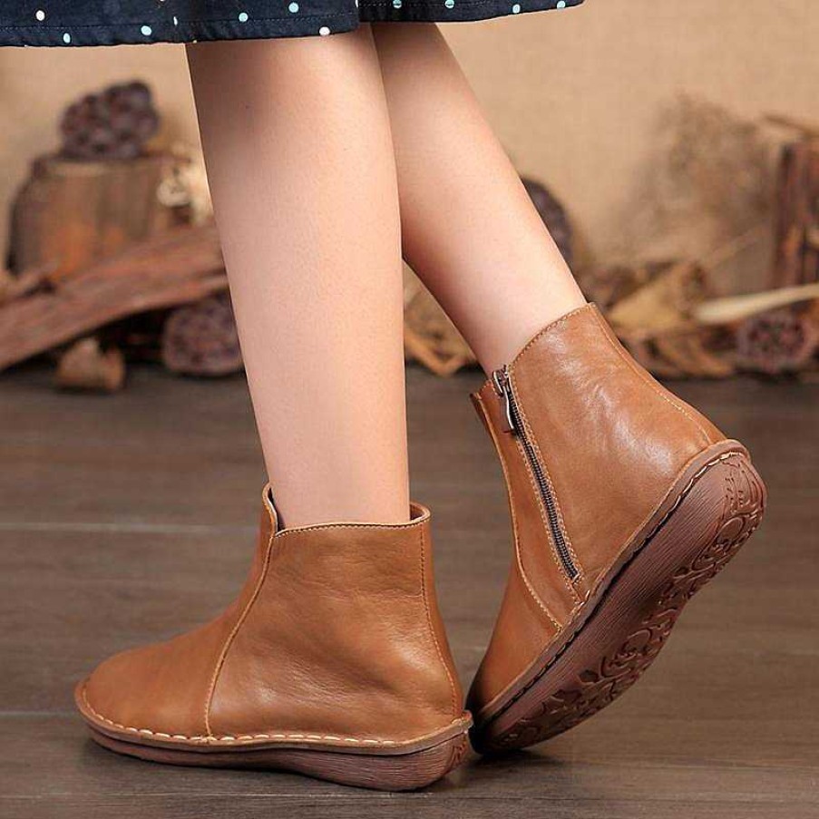 Dwarves Handmade Retro Leather Ankle Boots For Women /