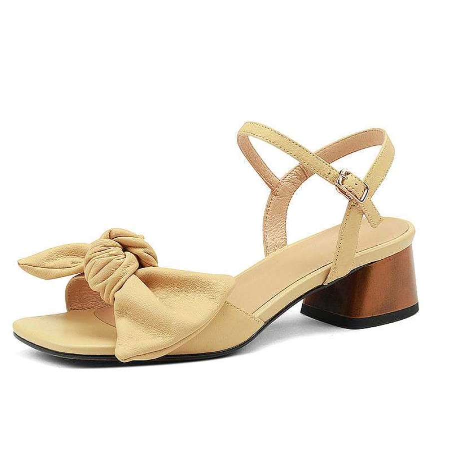 Dwarves Block Heel Leather Sandal Bowknot Sandals In /