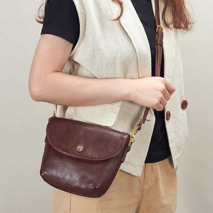 Dwarves Dwarves Vintage Vegetable Tanned Leather Women'S Crossbody Bag