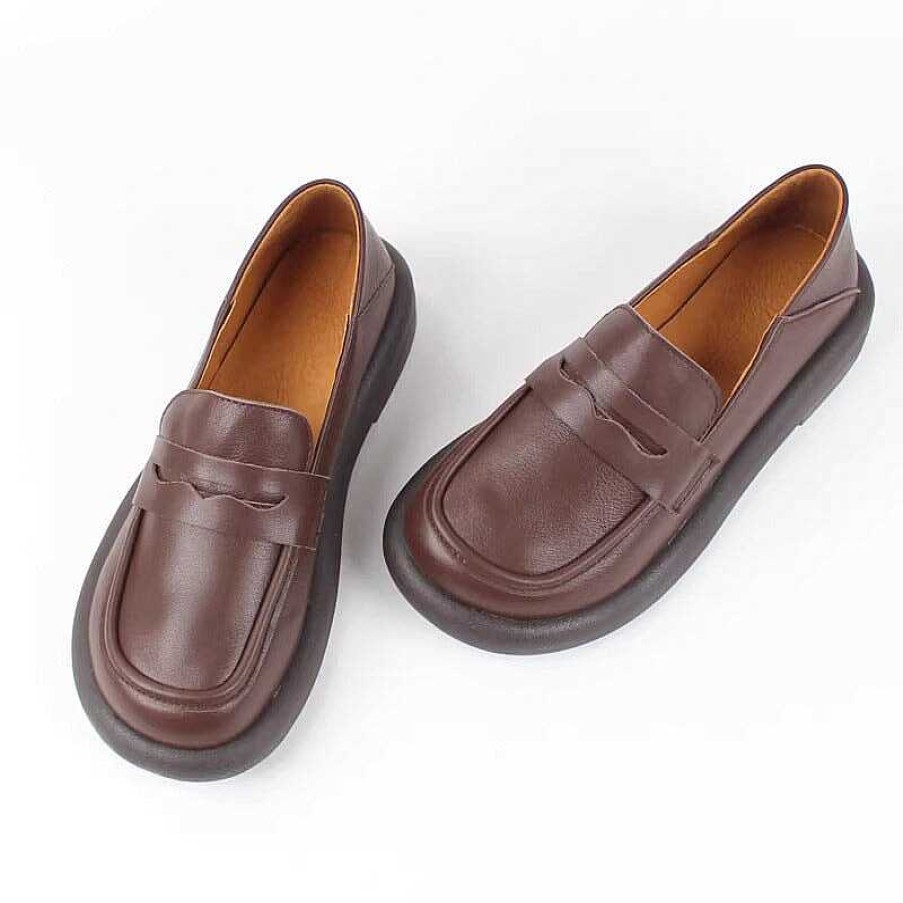 Dwarves Comfy Genuine Leather Flats Women Loafers Slip On Walking Flats In /