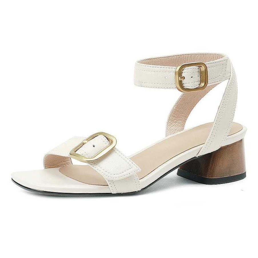 Dwarves Block Heel Leather Sandal Buckle Sandals In /