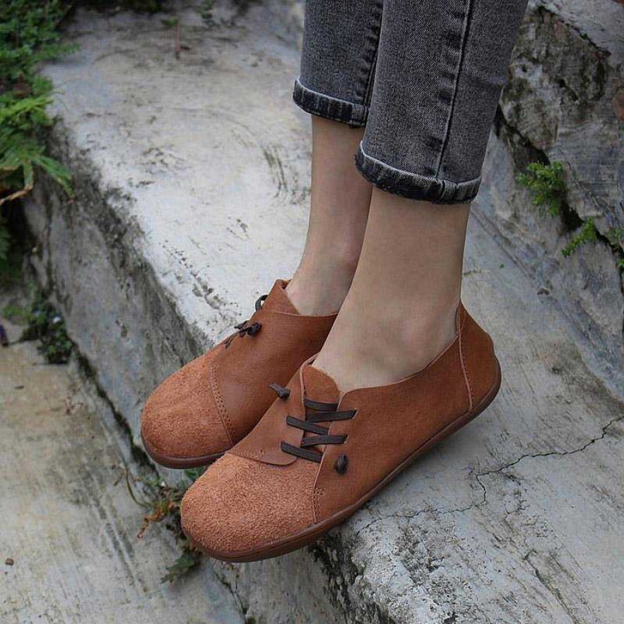 Dwarves Nubuck Leather Women Loafers Casual Slip On Shoes Flats