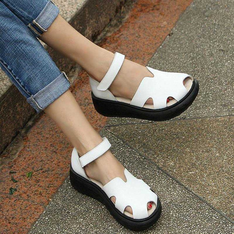 Dwarves Summer Wedge Sandals Platform Cut Out Open Peep Toe Sandals /