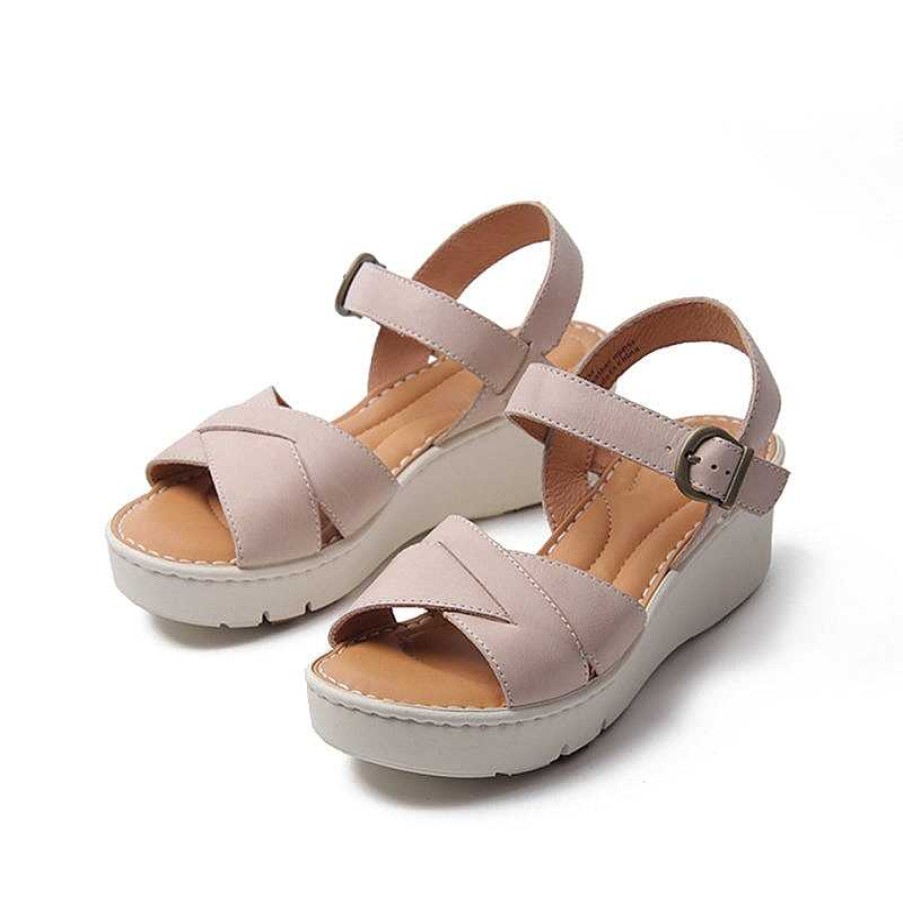 Dwarves Handmade Leather X Strap Sandals In / / Womens Platform Slingback