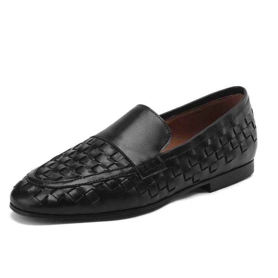 Dwarves Handmade Woven Leather Loafers For Women In /