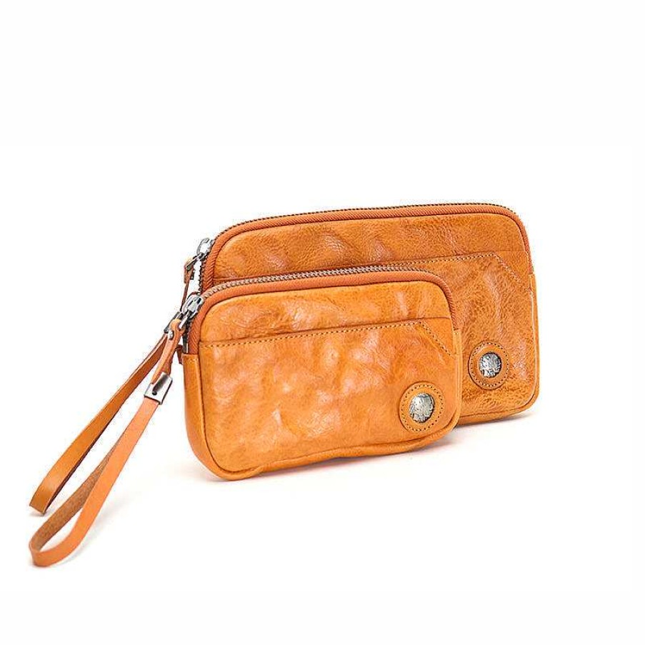 Dwarves Fashionable And Refined Vegetable Tanned Leather Clutch Bag For Women